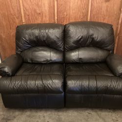 Black Leather Recliner Couch Sofa - Free Delivery 