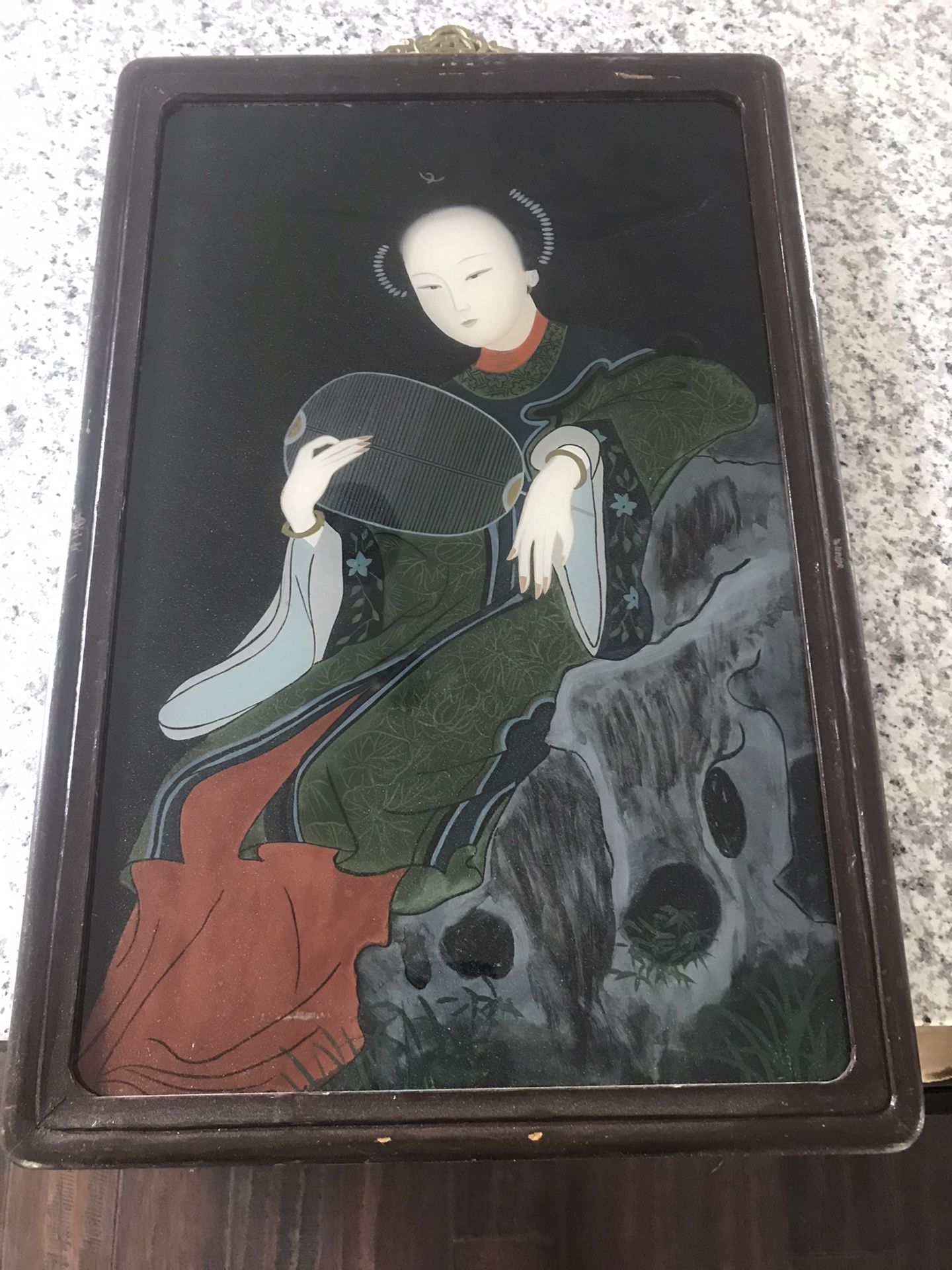 Antique Chinese reverse painting on glass