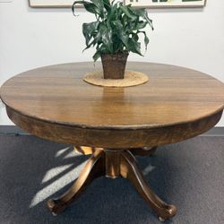 Rare Antique Tiger Oak Expandable Dining Table