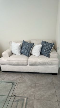 Beige Fabric Seat Sofa Set