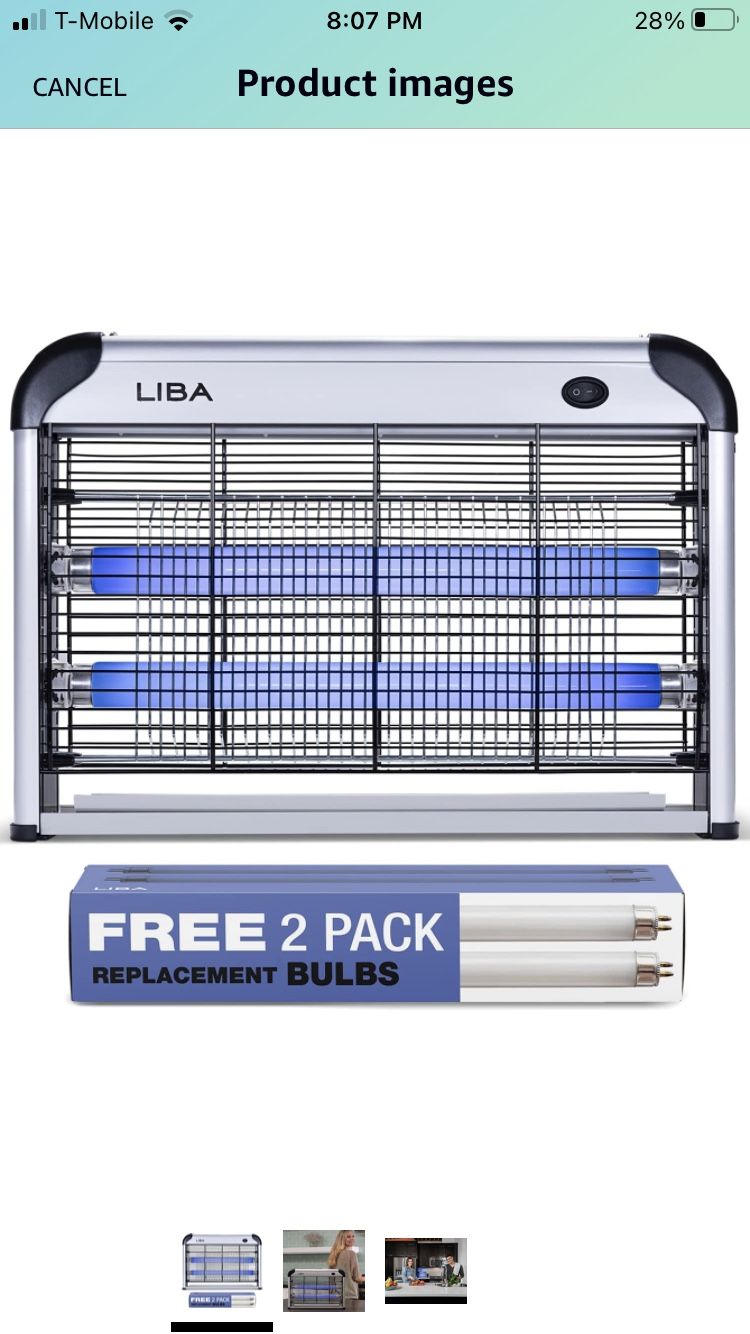 LiBa Zapper Electric Indoor House Zapper Powerful 2800V Grid - Two Extra Replacement Bulbs