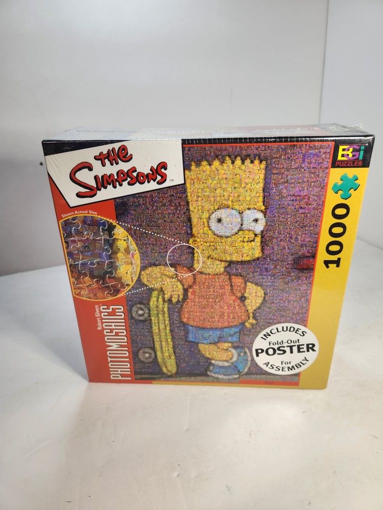 NEW Vintage The Simpsons Bart Photomosaics 1000 Piece Jigsaw Puzzle w/Poster