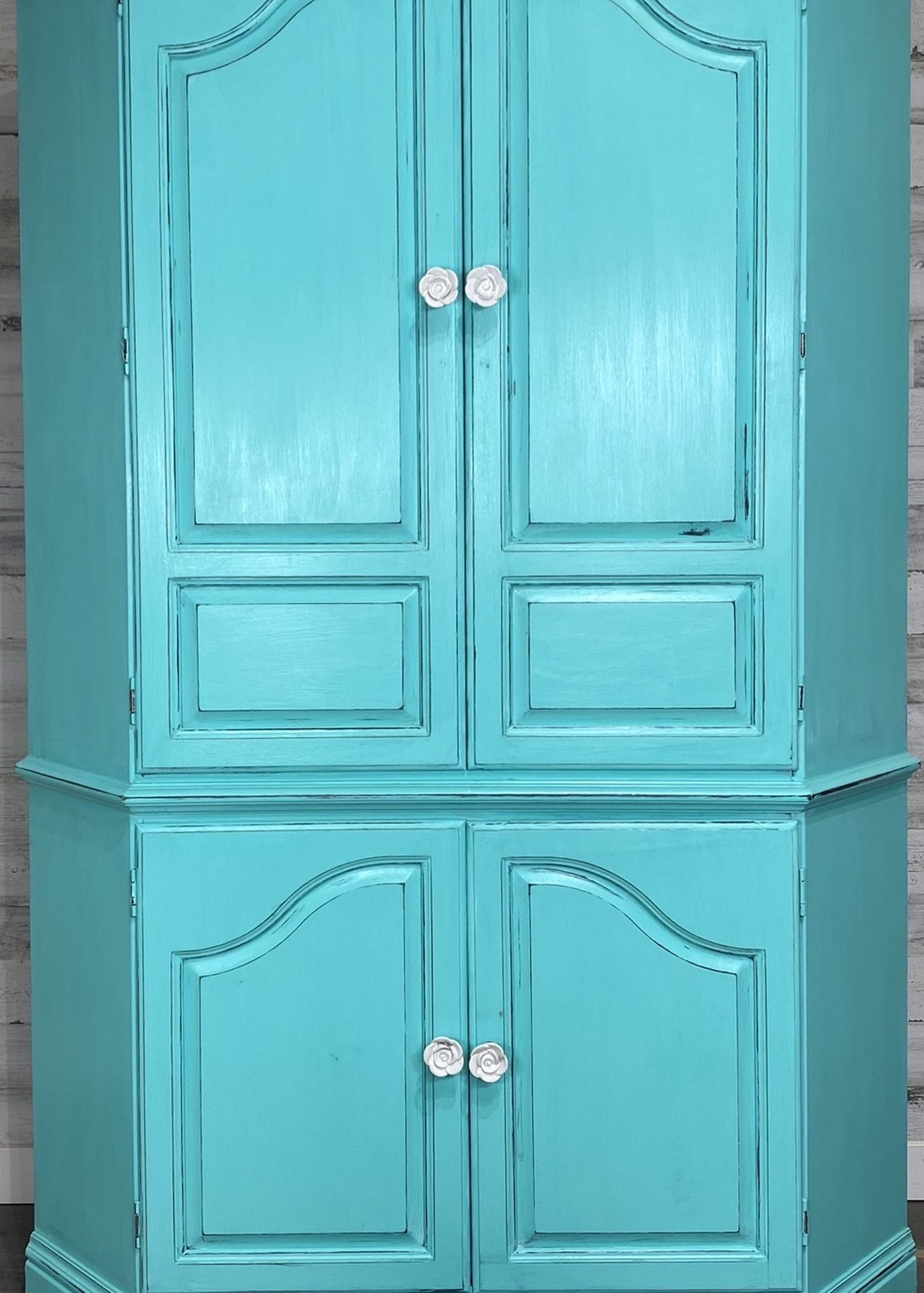Teal Corner Armoire Cabinet