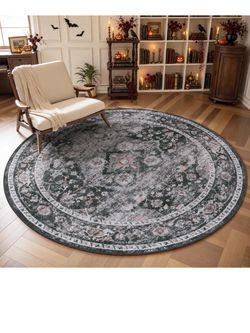 Round Washable Area Rug 6’