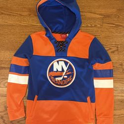 REEBOOK FACE OFF NHL NY ISLANDERS FLEECED SWEATSHIRT HOODIE PULLOVER SZ M 10/12