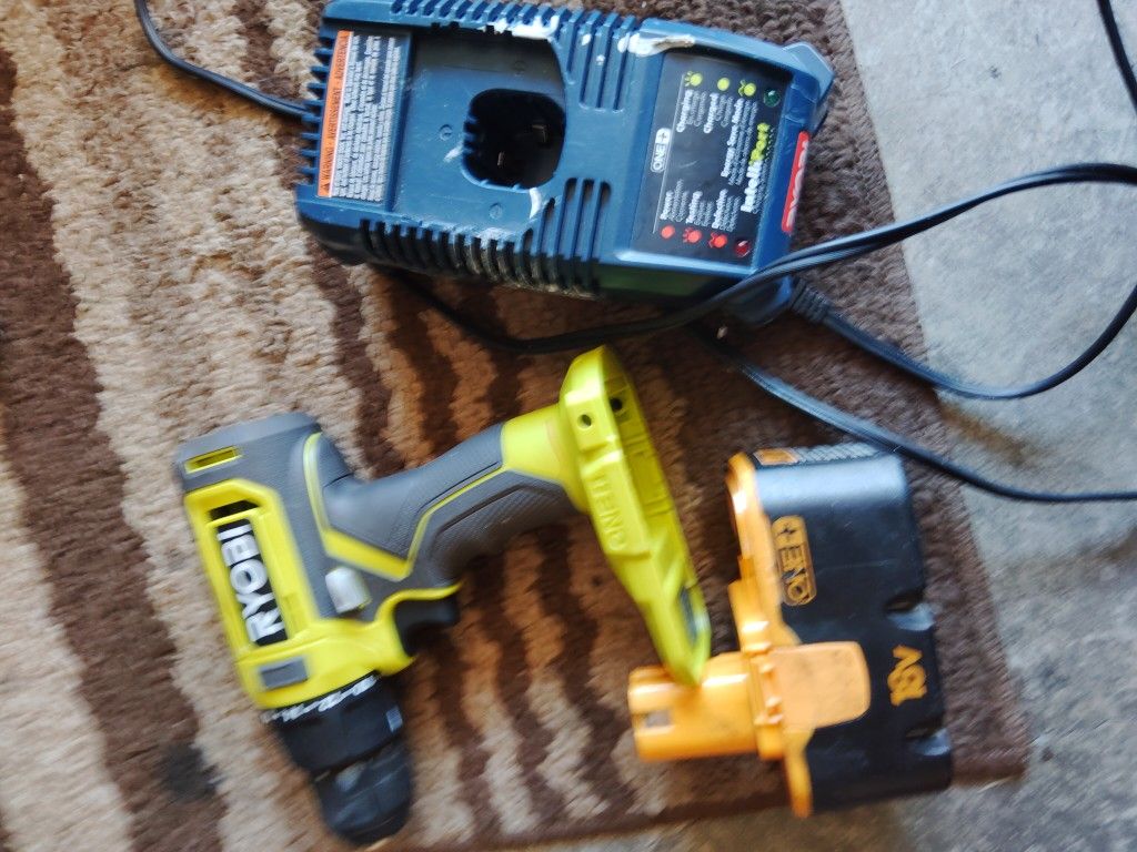 Ryobi 20v Drill, Battery, And Charger