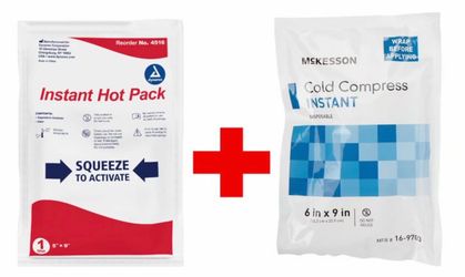 5 Dynarex Instant Hot Packs + 5 McKesson Instant Cold Compresses (10 Total)