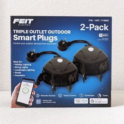 FEIT Outdoor Smart Plugs, 2 Pk -- NEW