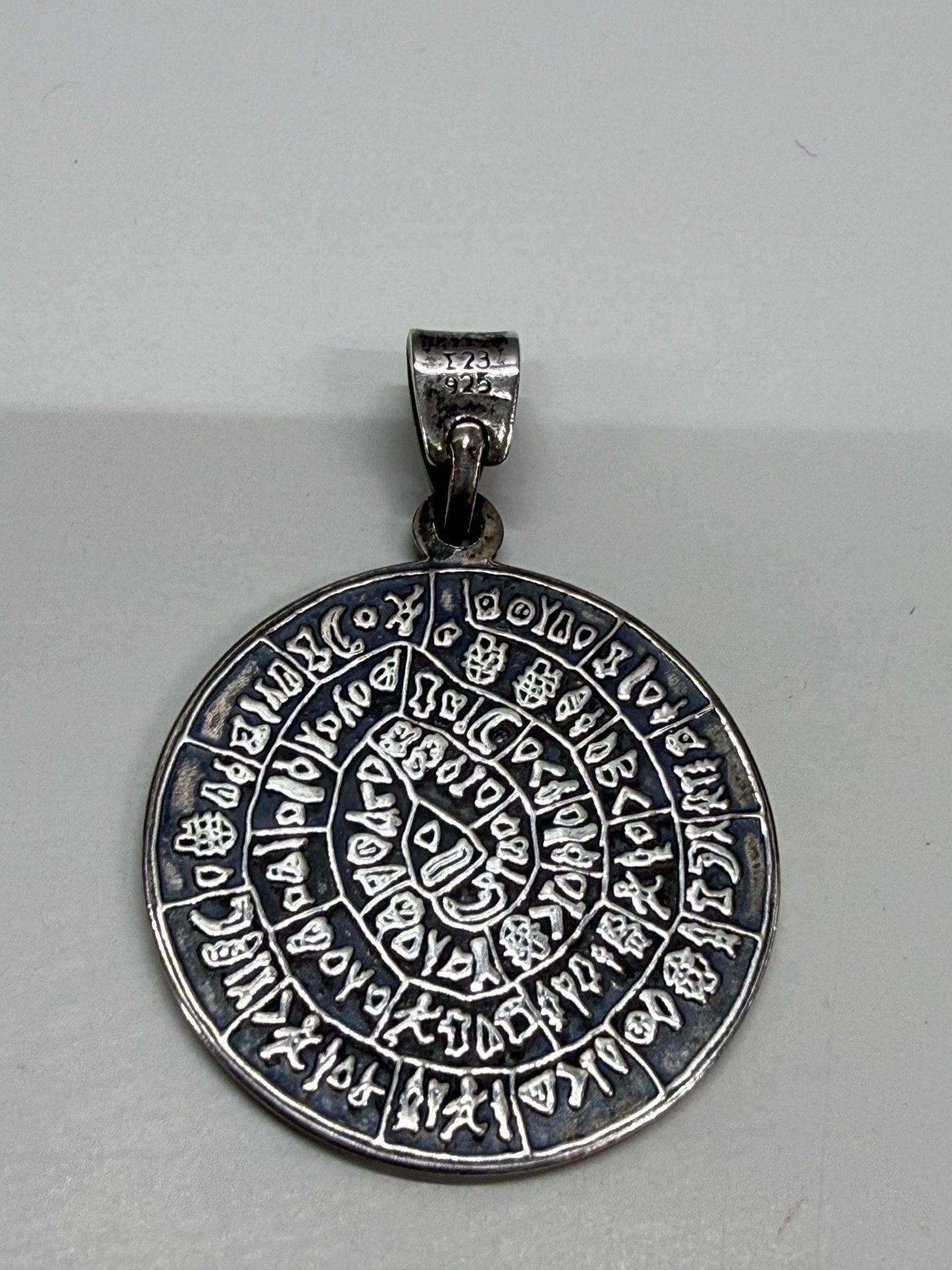 925 Sterling Silver Phaistos Disc Ancient Greek Minoan Pendant