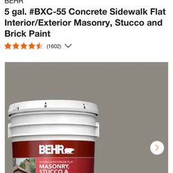BEHR 5 gal. #BXC-55 Concrete Sidewalk Flat Interior/Exterior Masonry, Stucco and Brick Paint