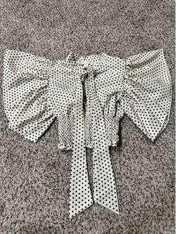 Beige and brown polka dot blouse