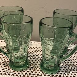 Vintage Libby Coca-Cola (thick) Green Glass Mugs (set of 4)