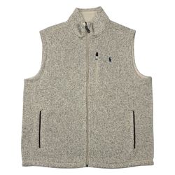 Polo Ralph Lauren Fleece Vest Mens XL Beige Brushed Jacket Mock Neck Full Zip BN