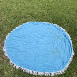 Vintage 1960’s Blue Fringe, Boho Table Cloth