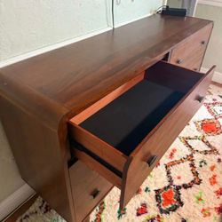 New Mid Century Dresser.  Pine Wood / Walnut Finish.  61”x17”Dx36”H.  Free Delivery!