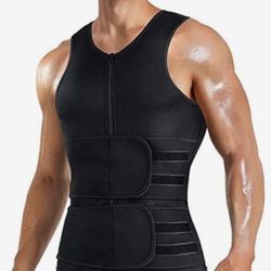 Sohodoo Body Shaper Men's Neoprene Tummy Control Vest with Waist Trainer Belt Corset Vest Sports Tank Top for Men Fitness (Color : Black, Size : Small