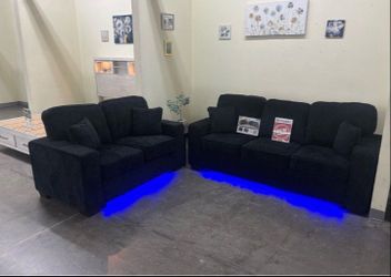 2-pc sofa set loveseat & sofa black or grey Chenille fabric