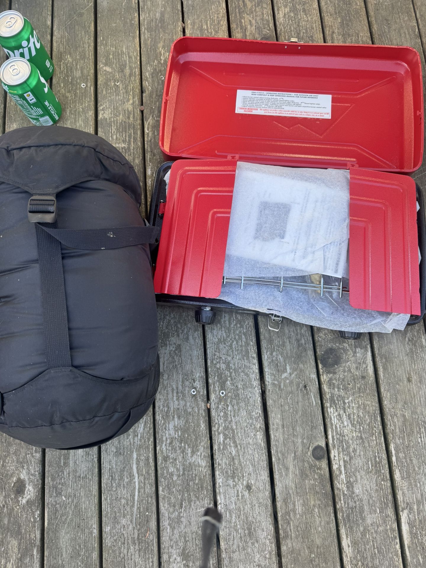 Brand New Camping 2 Burner Stove And Like New Sleeping Bag 