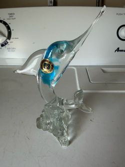 Glass shark figurine  made in Mexico, Murano  like