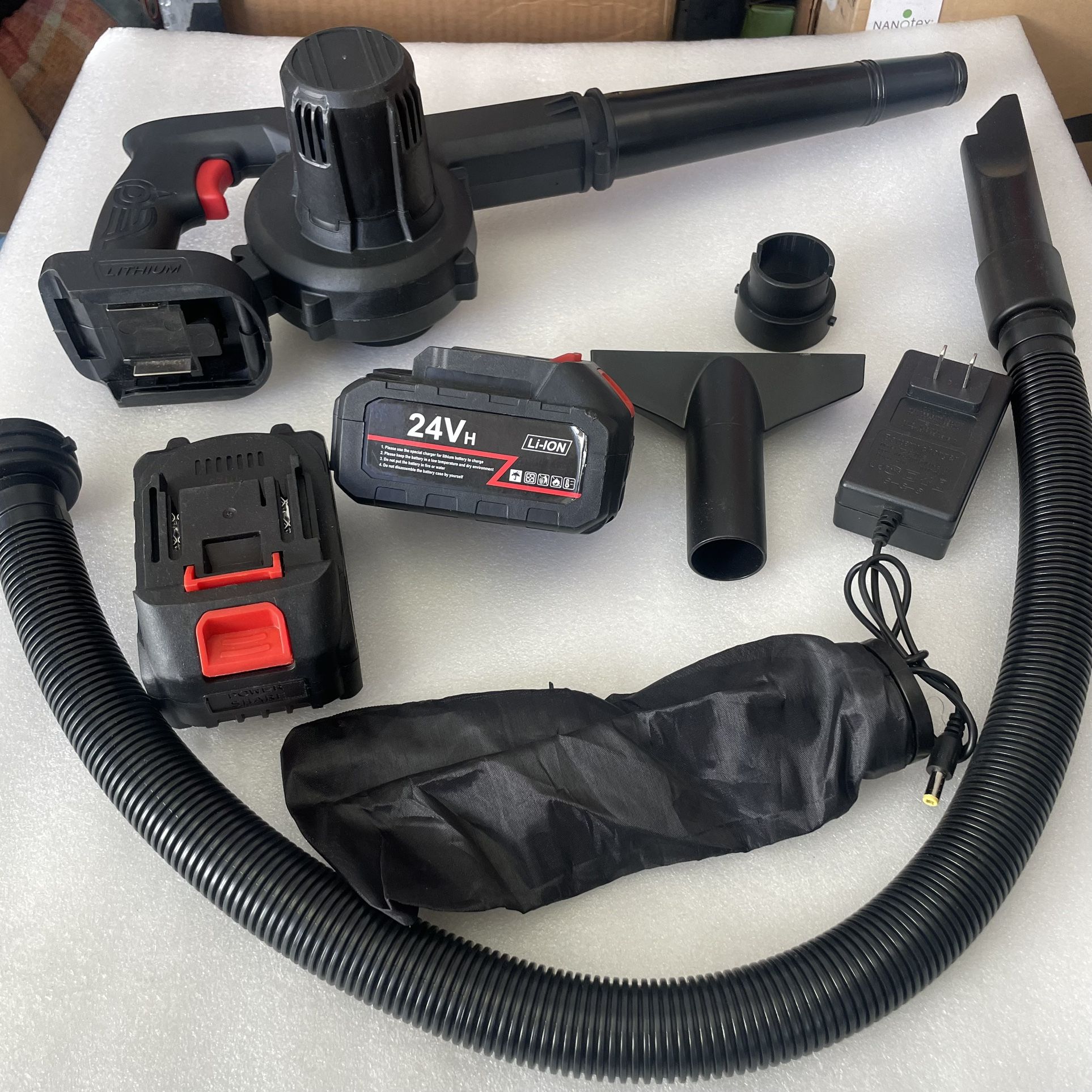 Leaf Blower Cordless, Mini Handheld Leaf Blower Electric 24V with 2 Pack Battery and Charger
