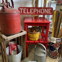 Vintage Red Wood Tables 