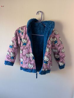 Size 6-7 Hello Kitty Kids Reversible Fleece Zip-Up Jacket