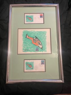 1974 UN Jacques-Yves Cousteau lithograph Law of the Sea Framed First Day Cover Set