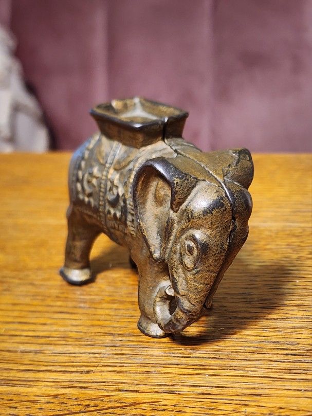 Antique Cast Iron Elephant Coin Bank