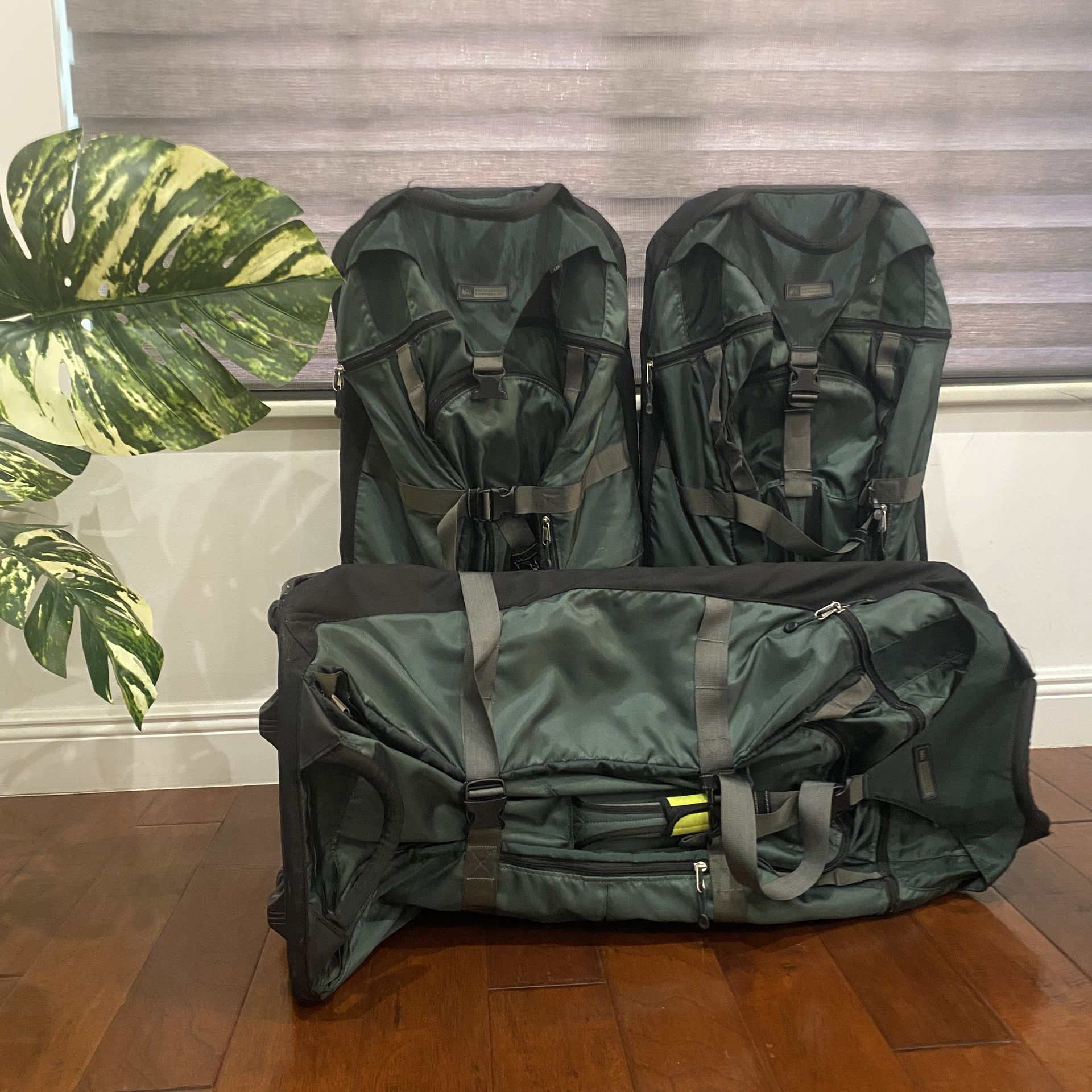 Set of 3 REI Explorer Expedition Large Rolling Duffel Suitcases
