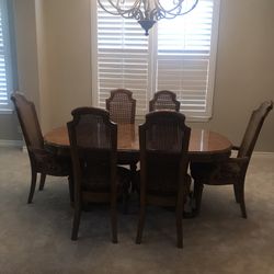 Cabinet, Table W/2 Leafs,  6 Chairs & Custom Table Pad 