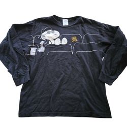 Vintage Peanuts Snoopy Joe Cool Long Sleeve Black Tshirt Kid SZ 150 US SZ 12