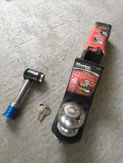 Tow hitch with lock master lock 2” ball 2”drop ball mount 5000bls $60 imperial