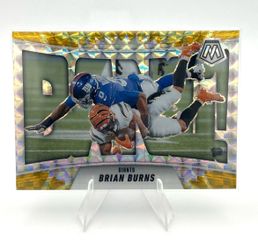 2025 Panini Mosaic Brian Burns Bang! Reactive Yellow Prizm 42/89 Giants #7