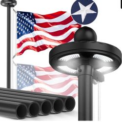 20FT Flag Pole Kit with Solar Light – Heavy Duty 12 Gauge Outdoor Flagpole Set