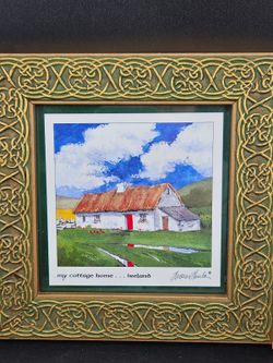 Thomas Hanlon Signed Framed Art Print My Cottage Home Ireland Celtic Knot Frame