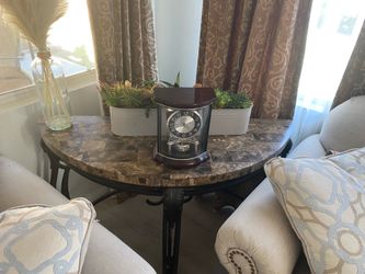 Half moon table iron marble