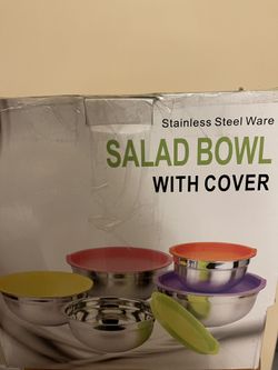 New stainless steel ware salad bowl with cover