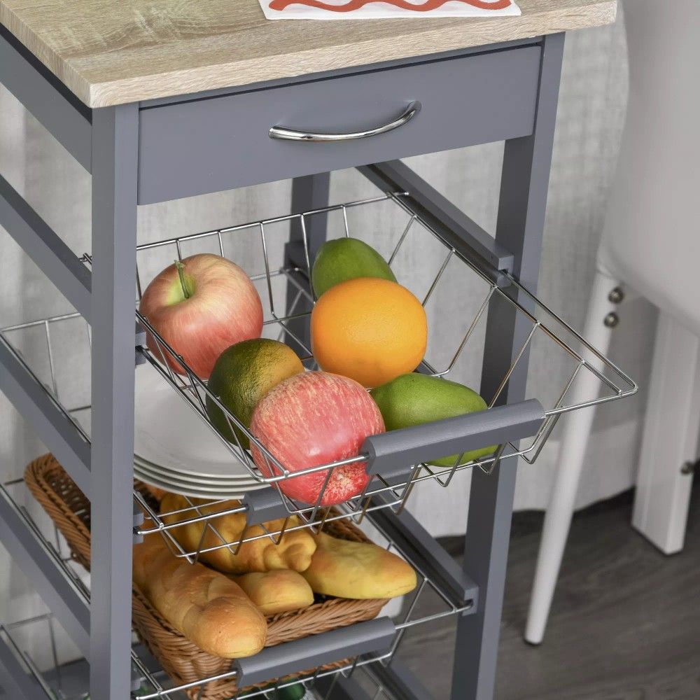 Rolling Kitchen Storage Cart on 360° Wheels