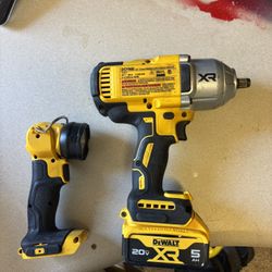 Dewalt Tools, 1/ Inch 3 Speed Impact Gun, Flash Light And Chain Saw 