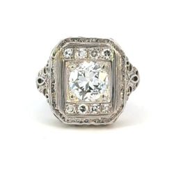 Woman’s Antique Art Deco Diamond Ring 18k White Gold  GP3106967