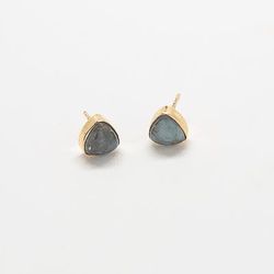 New Labradorite Gold Triangle Stud Earrings by Admiral Row