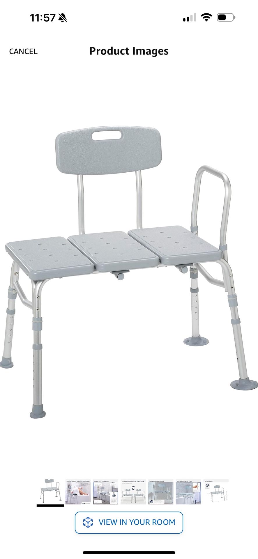 Adjustable Shower Bench with Backrest For Seniors 