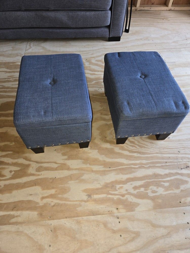 2 Blue Foot Stools