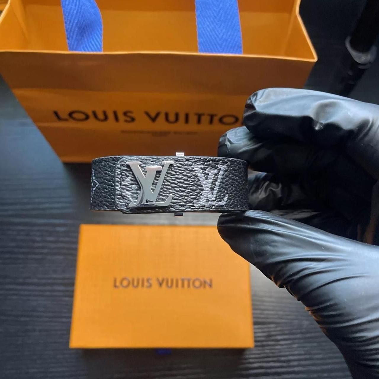Louis Vuitton Silver & Black Bracelet – With Box
