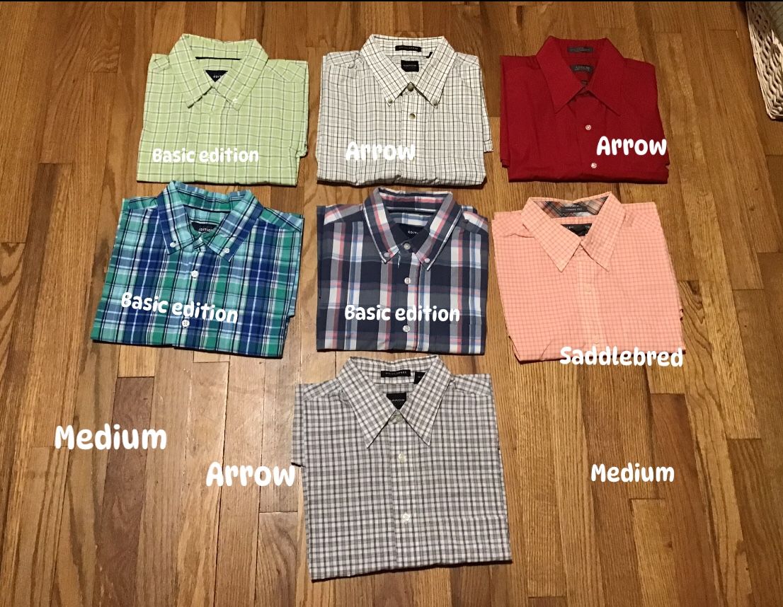 7 Men’s Shirts Short Sleeve Size Medium Execellet Condition All For$35