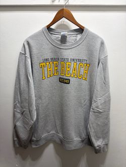 Long Beach State University The Beach Crewneck Sweatshirt Gray Men's L LBSU