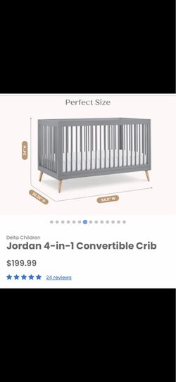 Jordan 4 in 1 Convertible Crib/ Baby/ Nursery/ Furniture/ Bed/ Toddler/ Crib/ New