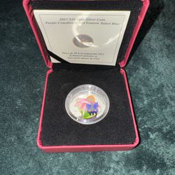 2013 Silver Coin Purple Coneflower With Venetian Glass Butterfly