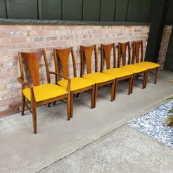 Set of 6 Mid Century Modern Walnut Dining Chairs Vintage