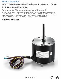 MOT03419 MOT08550 Condenser Fan Motor 1/4 HP 825 RPM 208-230V 1.7A Replaces for Trane and American Standard D154846P01, 5KCP39MFAC15AS, 5KCP39NFV572S,